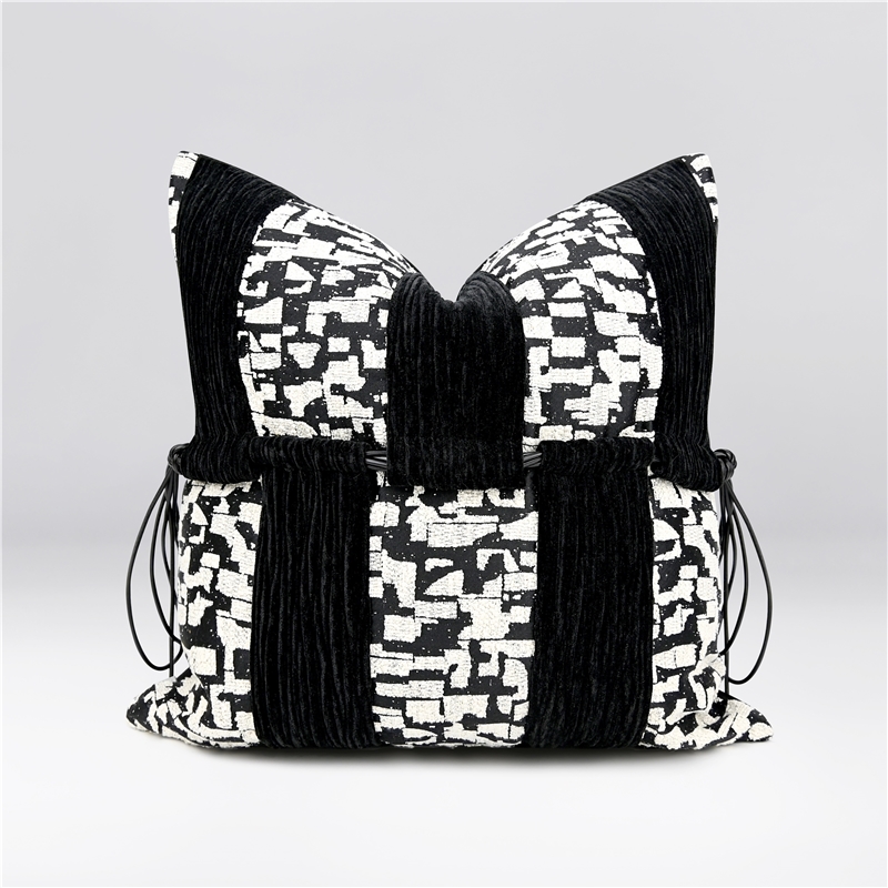 modern luxury living room decorative & throw pillows high end black white pleated velvet anti static feature abstract design modern luxury living room decorative & throw pillows high end black white pleated velvet anti static feature abstract design