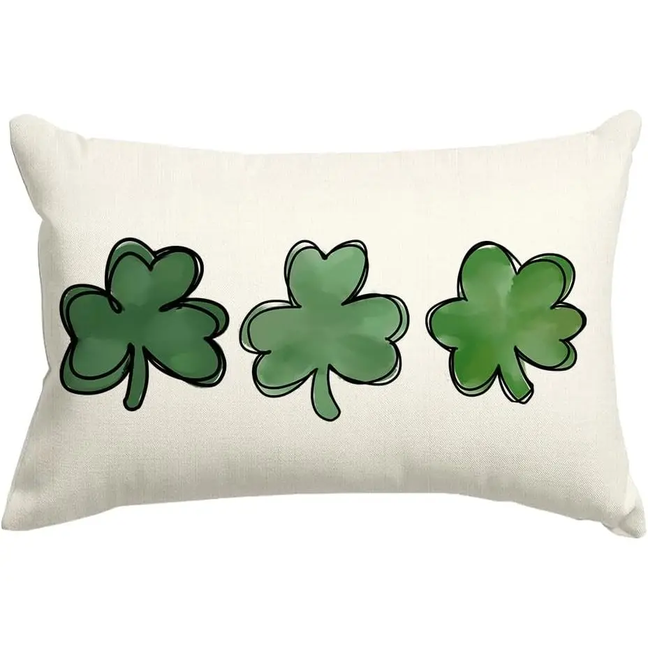 rabusofa st. patrick's day decorative white throw pillows 12x20 inch lucky clover cushion case green shamrock sofa decoration rabusofa st. patrick's day decorative white throw pillows 12x20 inch lucky clover cushion case green shamrock sofa decoration