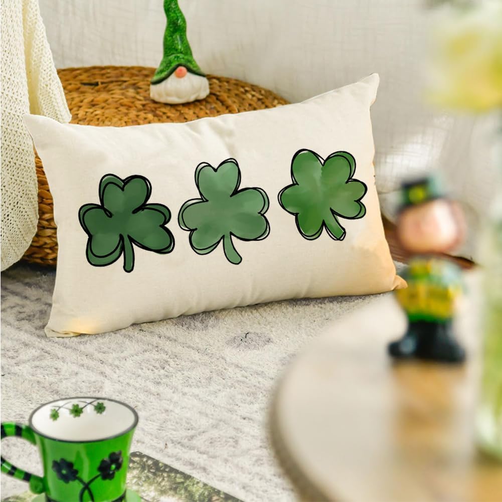 rabusofa st. patrick's day decorative white throw pillows 12x20 inch lucky clover cushion case green shamrock sofa decoration rabusofa st. patrick's day decorative white throw pillows 12x20 inch lucky clover cushion case green shamrock sofa decoration
