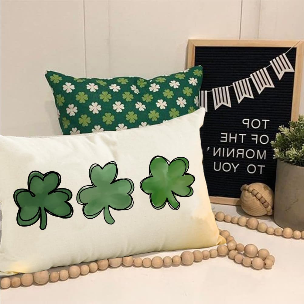 rabusofa st. patrick's day decorative white throw pillows 12x20 inch lucky clover cushion case green shamrock sofa decoration rabusofa st. patrick's day decorative white throw pillows 12x20 inch lucky clover cushion case green shamrock sofa decoration